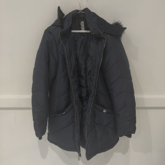 NWoT Intl. Details Women's Full Zip Hooded Puffer Jacket Navy Size 1X $170 8B468 - Picture 1 of 2